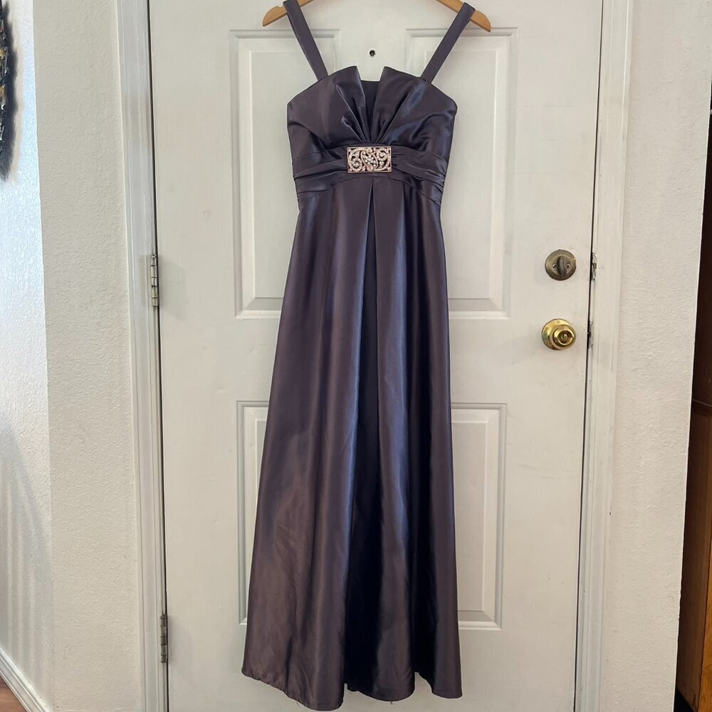 Jessica McClintock Woman's Grey Lined Prom, Event , Party Maxi Dress Sz 4